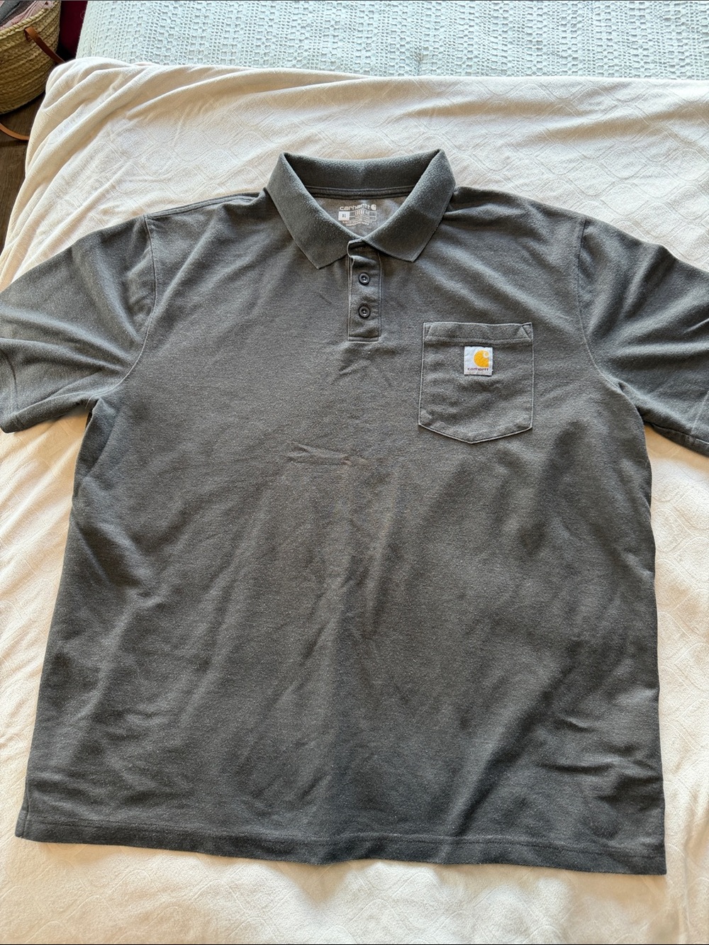 Carhartt Men's Dark Gray Polo Shirt with Chest Pocket